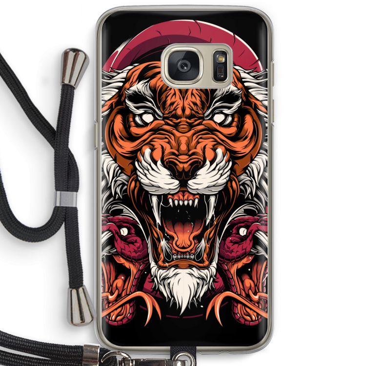 Tiger and Rattlesnakes: Samsung Galaxy S7 Transparant Hoesje met koord