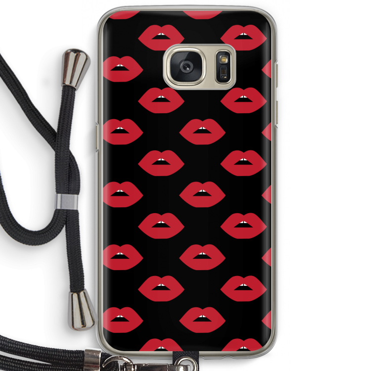 Lips: Samsung Galaxy S7 Transparant Hoesje met koord