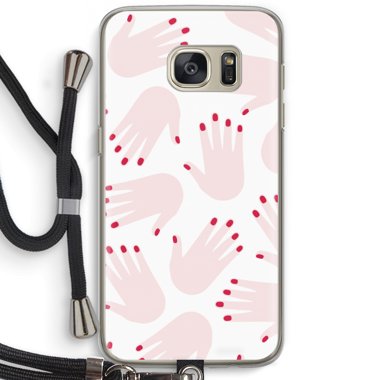 Hands pink: Samsung Galaxy S7 Transparant Hoesje met koord