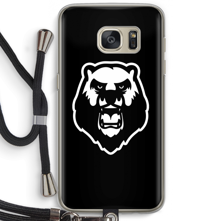 Angry Bear (black): Samsung Galaxy S7 Transparant Hoesje met koord