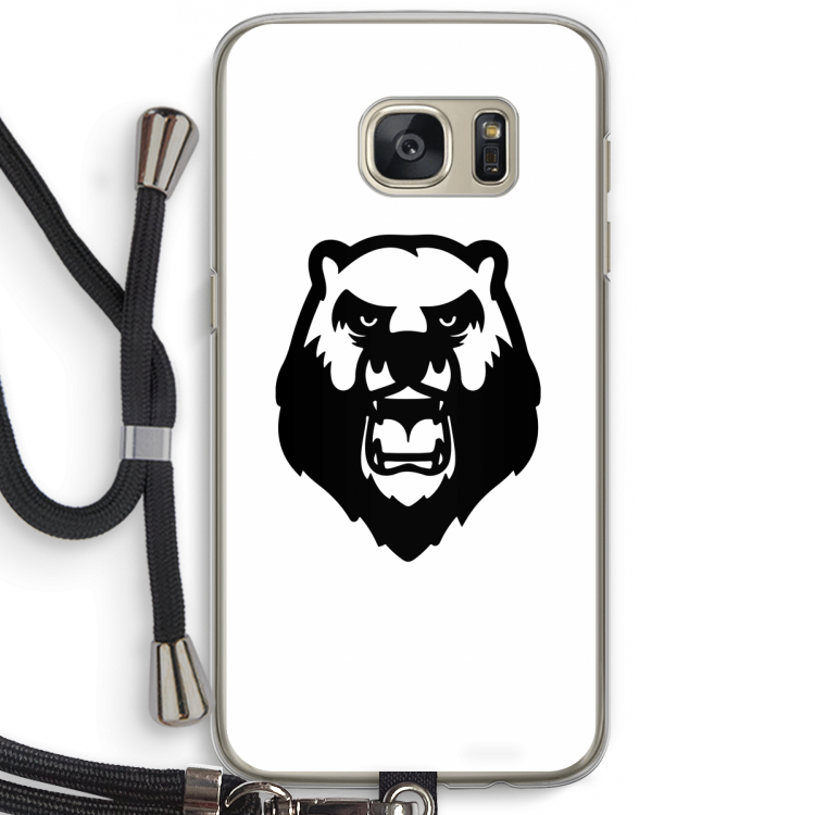 Angry Bear (white): Samsung Galaxy S7 Transparant Hoesje met koord