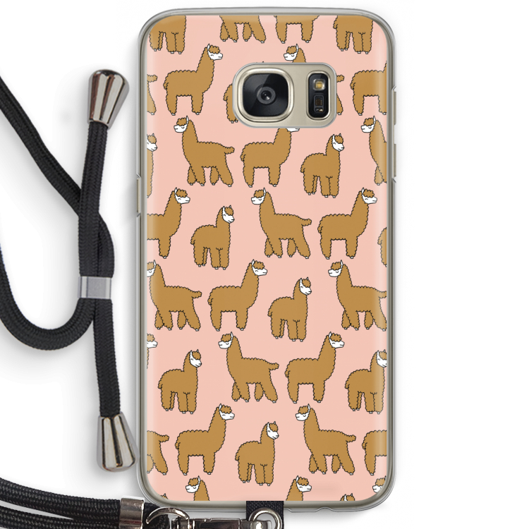 Alpacas: Samsung Galaxy S7 Transparant Hoesje met koord