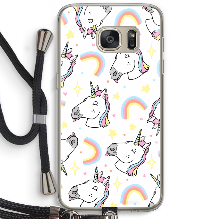 Rainbow Unicorn: Samsung Galaxy S7 Transparant Hoesje met koord