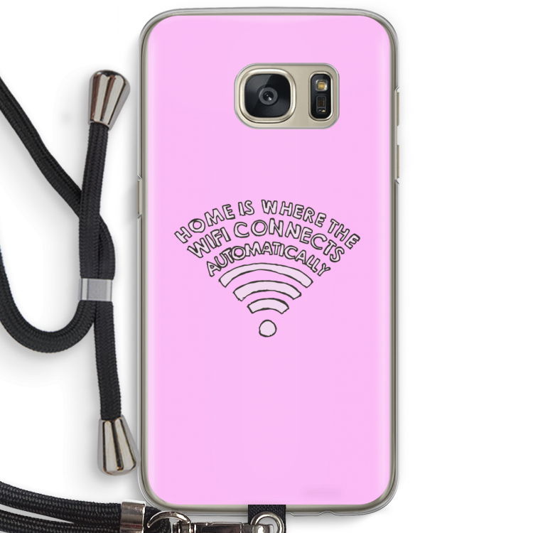 Home Is Where The Wifi Is: Samsung Galaxy S7 Transparant Hoesje met koord