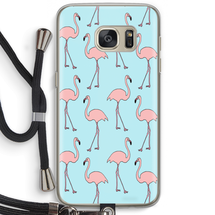 Anything Flamingoes: Samsung Galaxy S7 Transparant Hoesje met koord