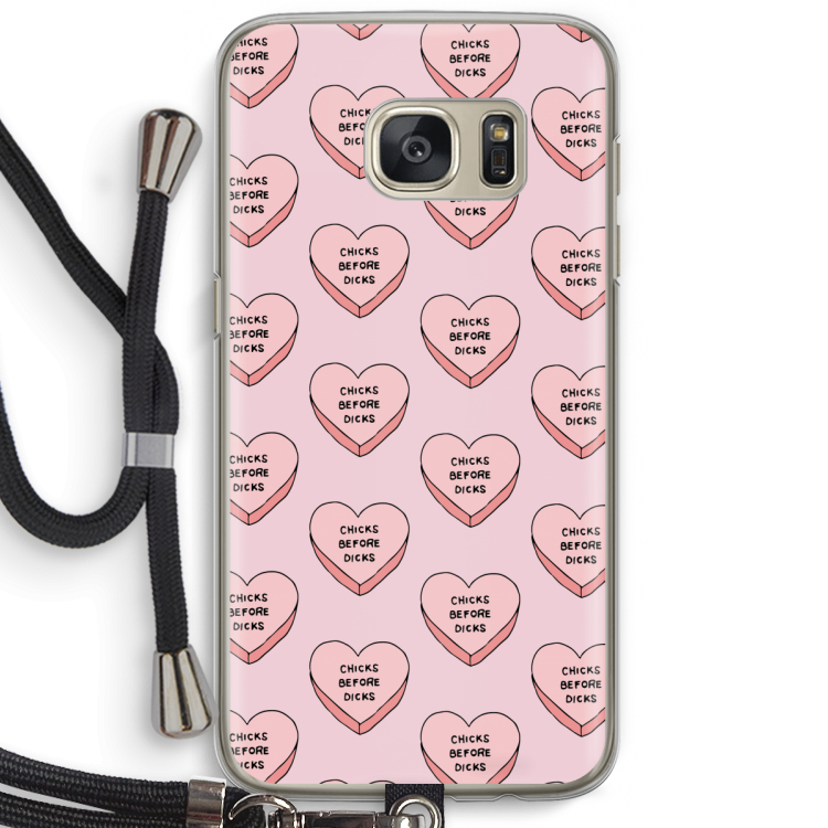 Chicks before dicks: Samsung Galaxy S7 Transparant Hoesje met koord