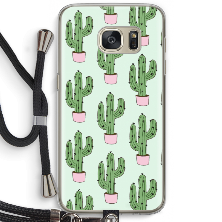 Cactus Lover: Samsung Galaxy S7 Transparant Hoesje met koord