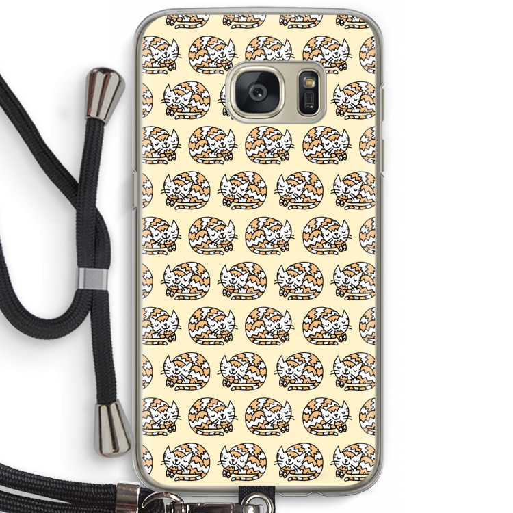 Slapende poes: Samsung Galaxy S7 Transparant Hoesje met koord