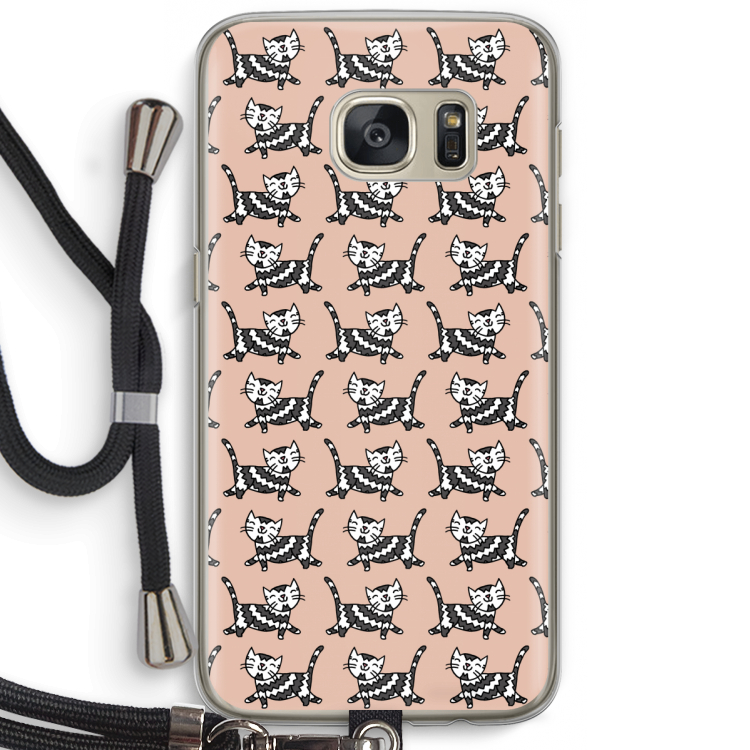 Zwarte poes: Samsung Galaxy S7 Transparant Hoesje met koord