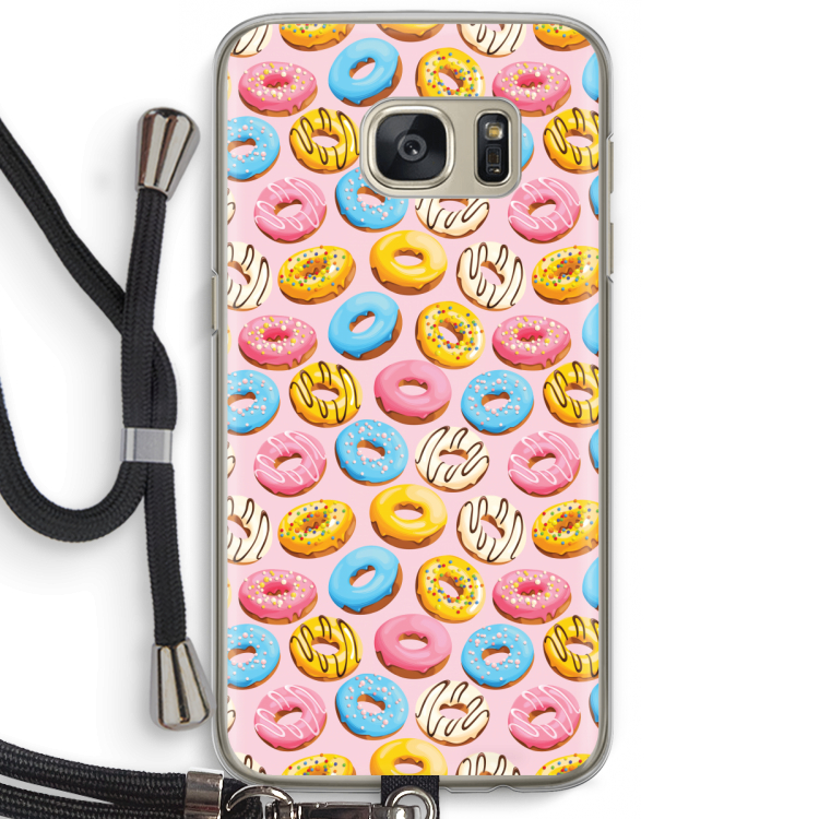 Pink donuts: Samsung Galaxy S7 Transparant Hoesje met koord