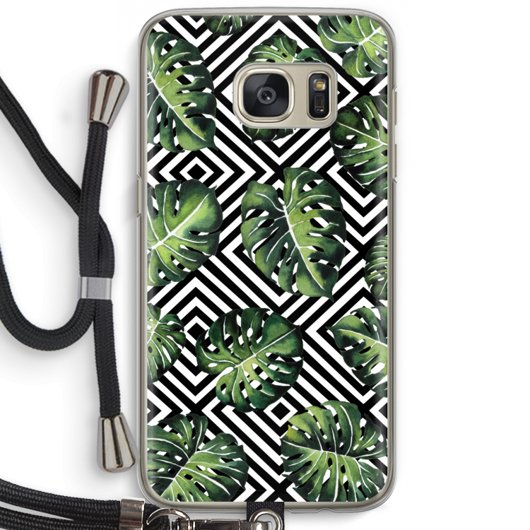 Geometrische jungle: Samsung Galaxy S7 Transparant Hoesje met koord