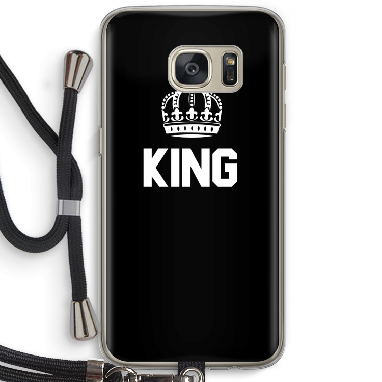 King zwart: Samsung Galaxy S7 Transparant Hoesje met koord
