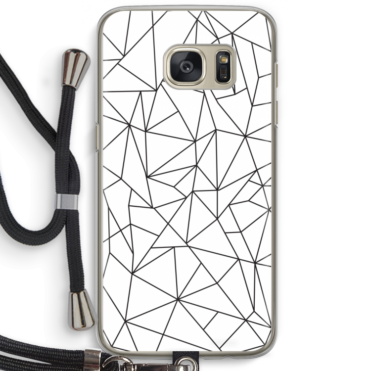 Geometrische lijnen zwart: Samsung Galaxy S7 Transparant Hoesje met koord