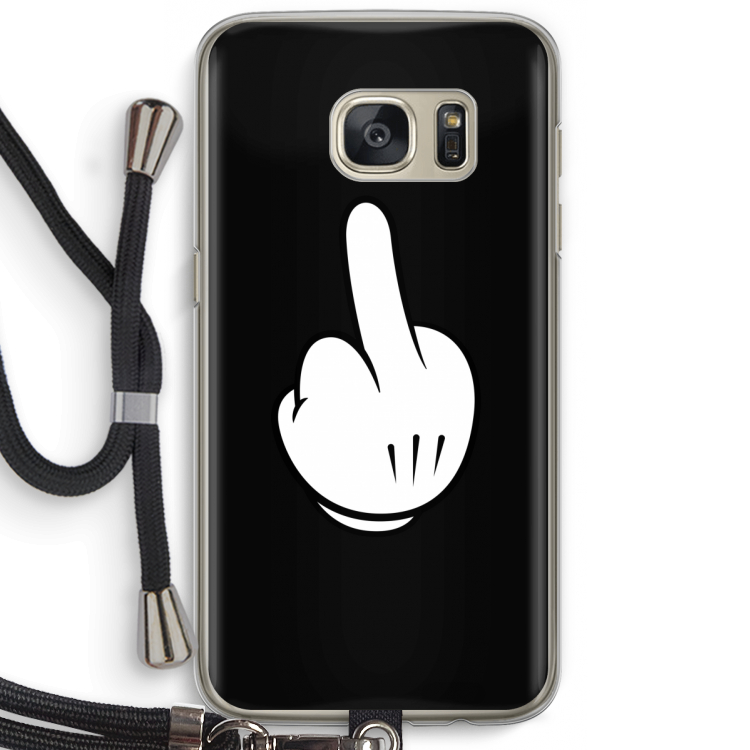 Middle finger black: Samsung Galaxy S7 Transparant Hoesje met koord