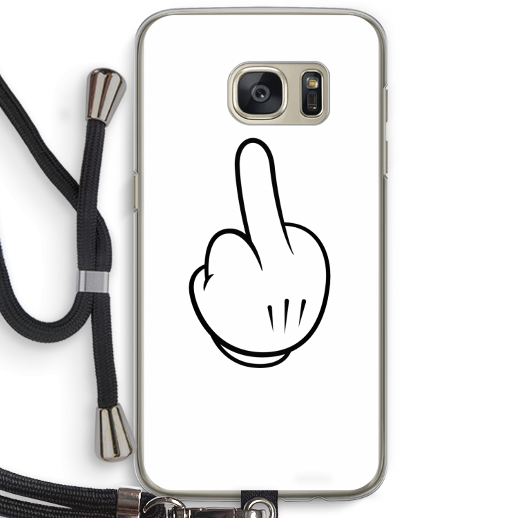 Middle finger white: Samsung Galaxy S7 Transparant Hoesje met koord