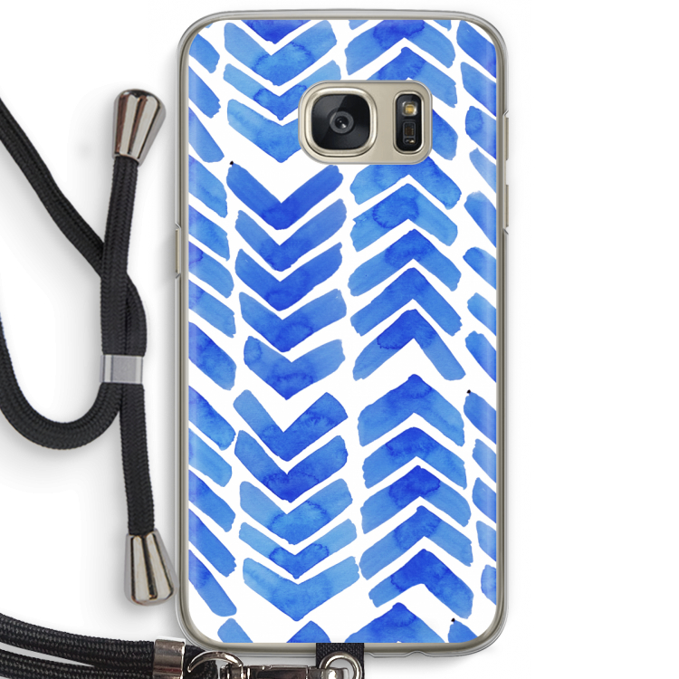 Blauwe pijlen: Samsung Galaxy S7 Transparant Hoesje met koord