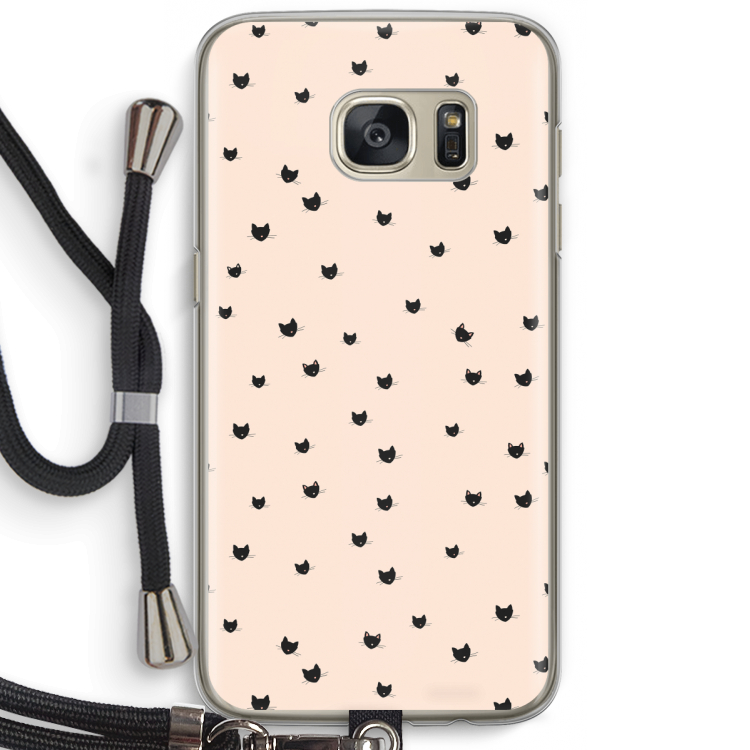 Kleine kattenkopjes: Samsung Galaxy S7 Transparant Hoesje met koord