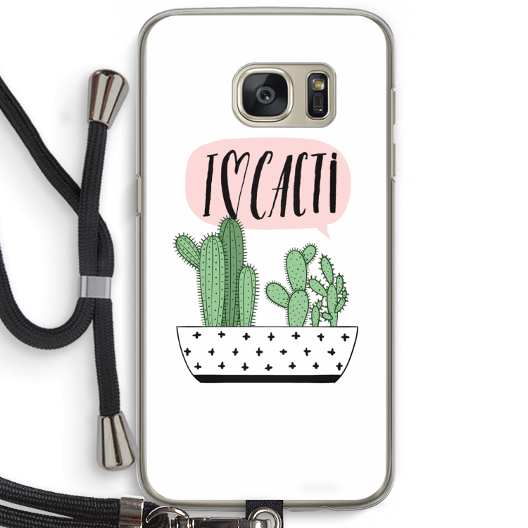 I love cacti: Samsung Galaxy S7 Transparant Hoesje met koord