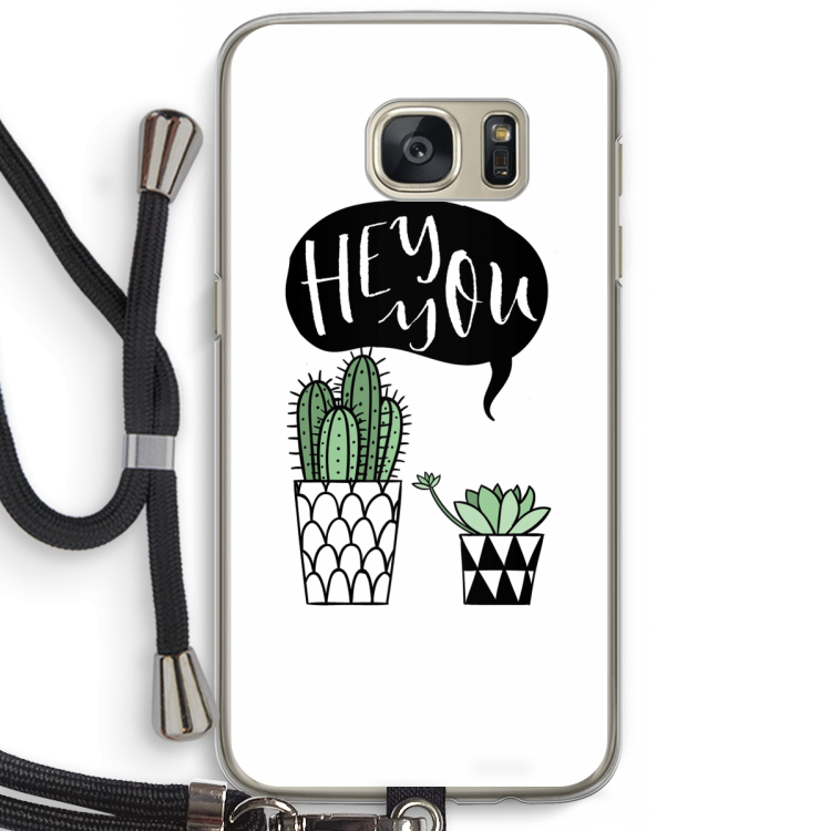 Hey you cactus: Samsung Galaxy S7 Transparant Hoesje met koord