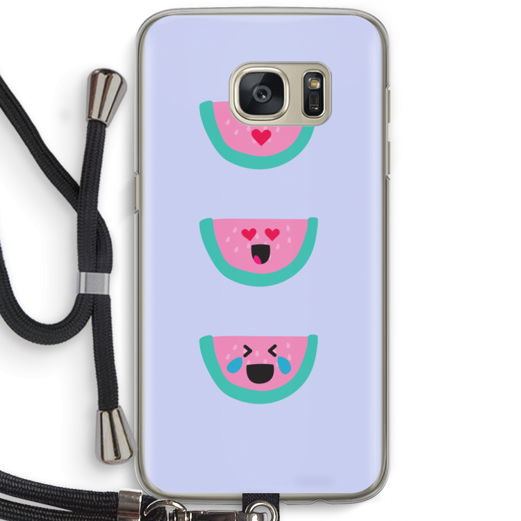Smiley watermeloen: Samsung Galaxy S7 Transparant Hoesje met koord