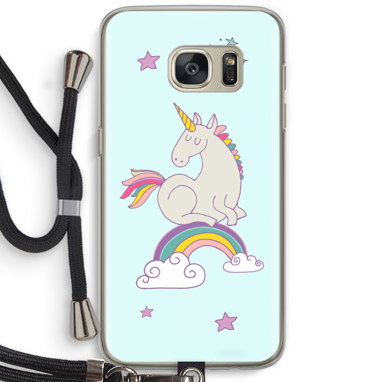 Regenboog eenhoorn: Samsung Galaxy S7 Transparant Hoesje met koord