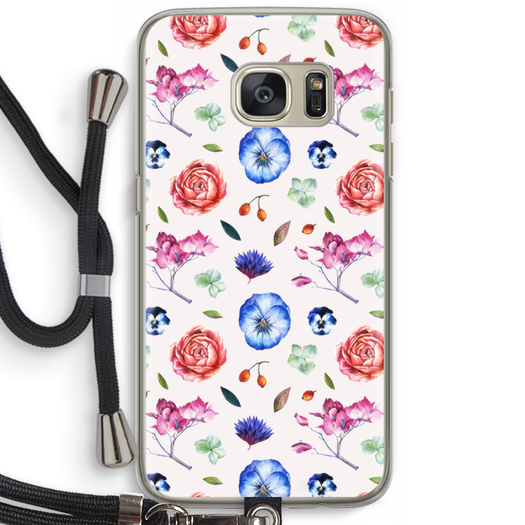 Bloemetjes: Samsung Galaxy S7 Transparant Hoesje met koord