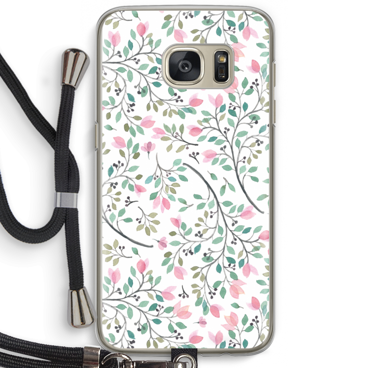 Sierlijke bloemen: Samsung Galaxy S7 Transparant Hoesje met koord