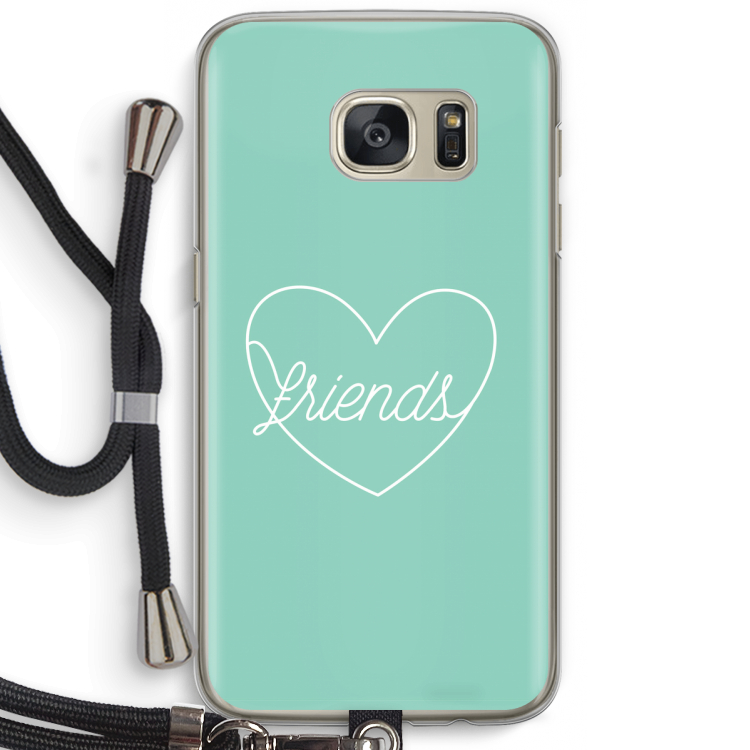 Friends heart pastel: Samsung Galaxy S7 Transparant Hoesje met koord