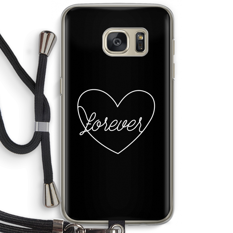 Forever heart black: Samsung Galaxy S7 Transparant Hoesje met koord