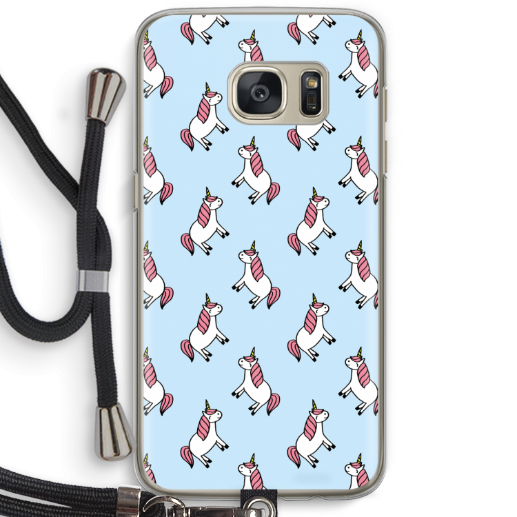 Eenhoorns overal: Samsung Galaxy S7 Transparant Hoesje met koord