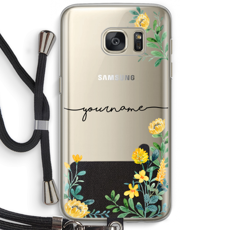 Gele bloemen: Samsung Galaxy S7 Transparant Hoesje met koord