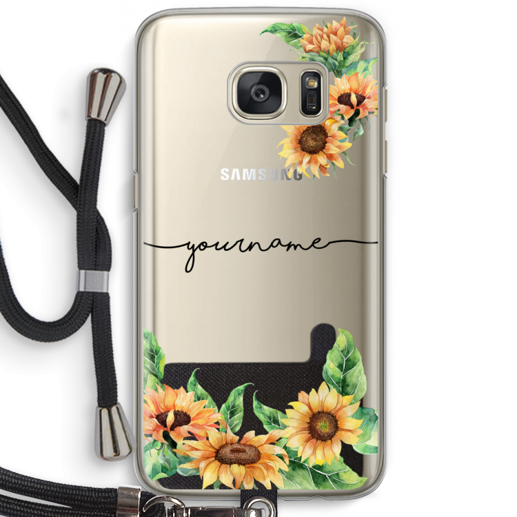 Zonnebloemen: Samsung Galaxy S7 Transparant Hoesje met koord