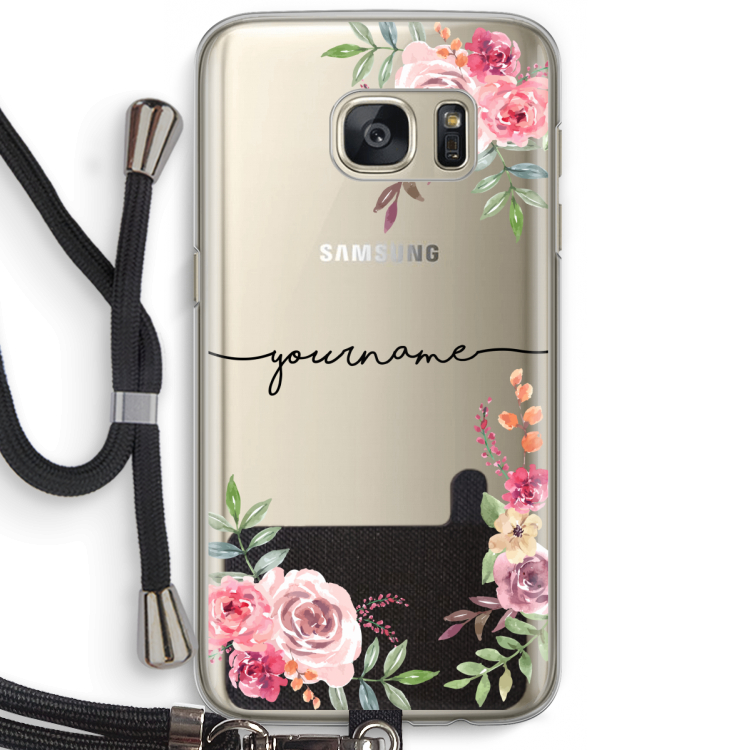 Rozen: Samsung Galaxy S7 Transparant Hoesje met koord