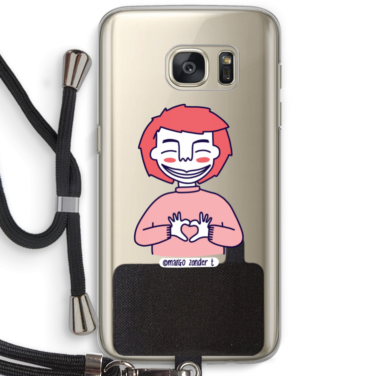 Hartje: Samsung Galaxy S7 Transparant Hoesje met koord