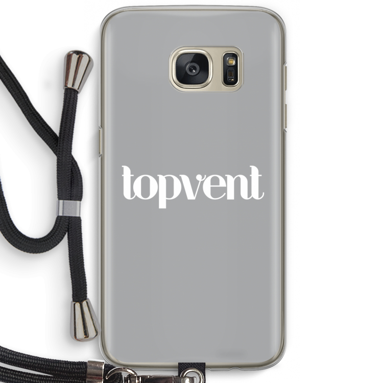 Topvent Grijs Wit: Samsung Galaxy S7 Transparant Hoesje met koord