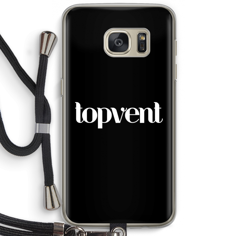 Topvent Zwart: Samsung Galaxy S7 Transparant Hoesje met koord