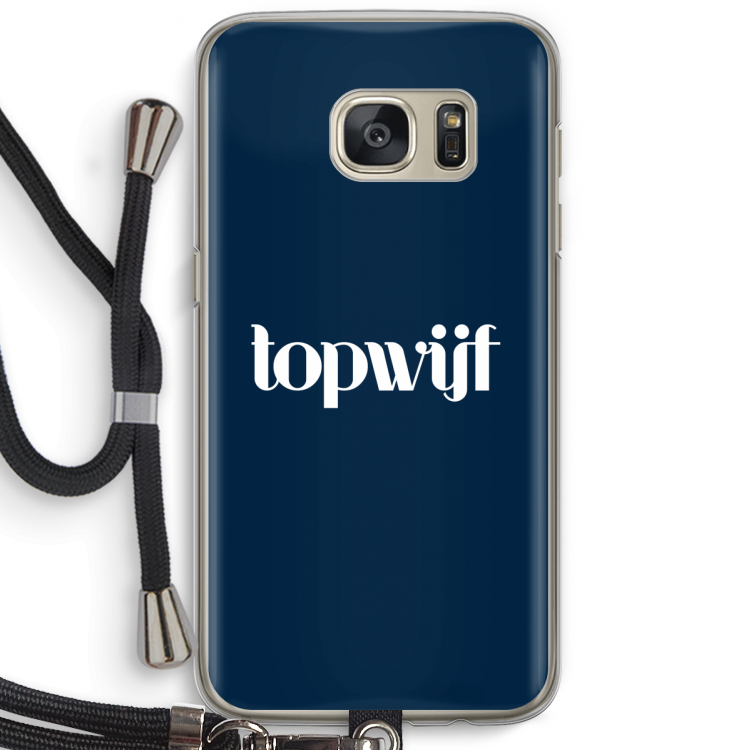 Topwijf Navy: Samsung Galaxy S7 Transparant Hoesje met koord