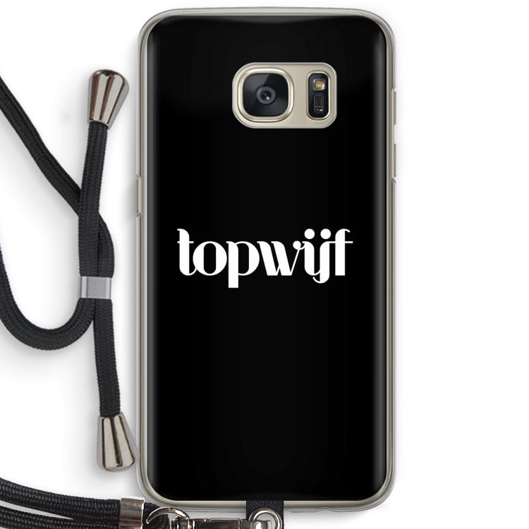 Topwijf Zwart: Samsung Galaxy S7 Transparant Hoesje met koord