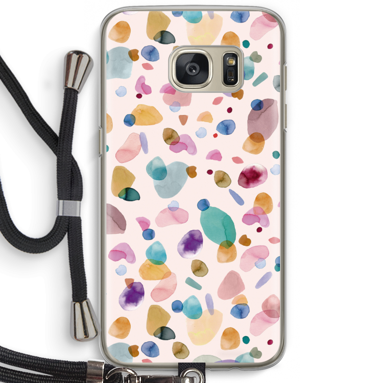 Terrazzo Memphis Pink: Samsung Galaxy S7 Transparant Hoesje met koord