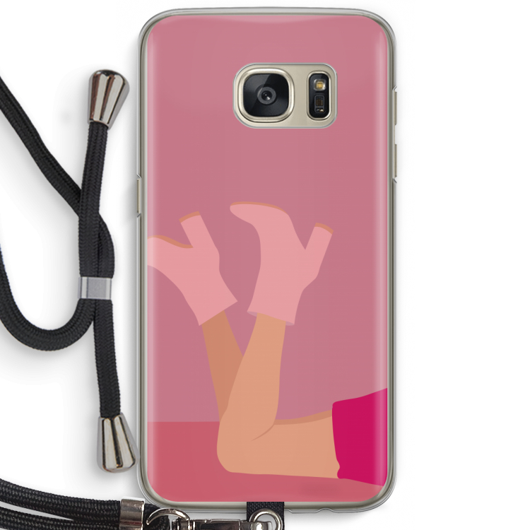 Pink boots: Samsung Galaxy S7 Transparant Hoesje met koord