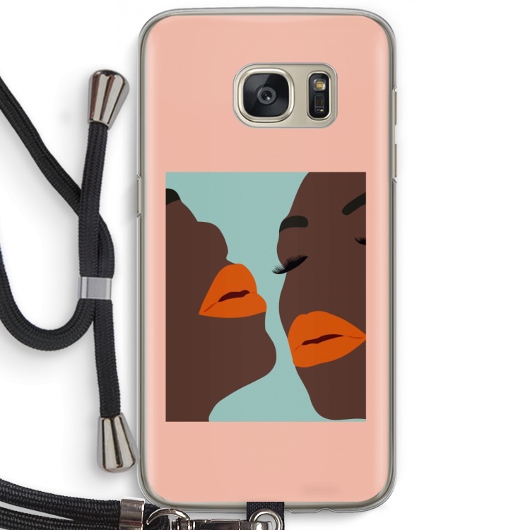 Orange lips: Samsung Galaxy S7 Transparant Hoesje met koord