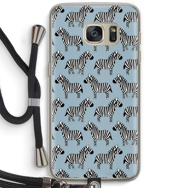 Zebra: Samsung Galaxy S7 Transparant Hoesje met koord