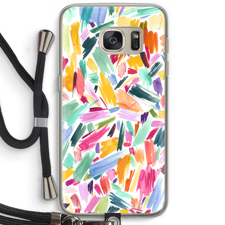 Watercolor Brushstrokes: Samsung Galaxy S7 Transparant Hoesje met koord