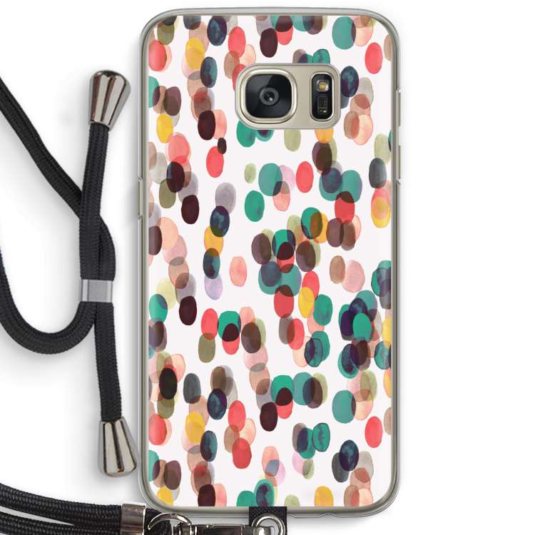 Tropical Dots: Samsung Galaxy S7 Transparant Hoesje met koord