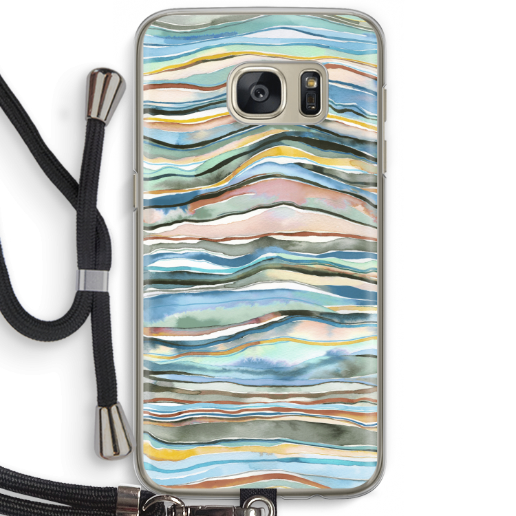 Watercolor Agate: Samsung Galaxy S7 Transparant Hoesje met koord