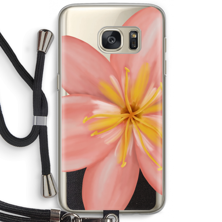 Pink Ellila Flower: Samsung Galaxy S7 Transparant Hoesje met koord
