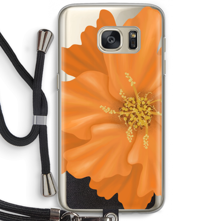 Orange Ellila flower: Samsung Galaxy S7 Transparant Hoesje met koord