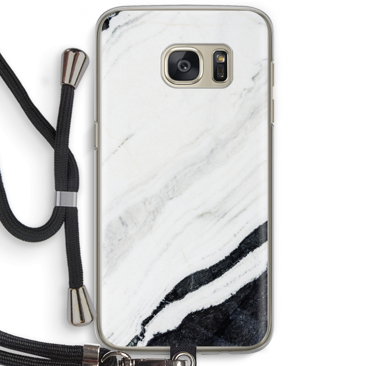 Elegante marmer: Samsung Galaxy S7 Transparant Hoesje met koord