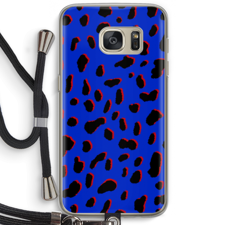 Blue Leopard: Samsung Galaxy S7 Transparant Hoesje met koord