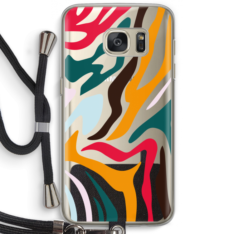 Colored Zebra: Samsung Galaxy S7 Transparant Hoesje met koord